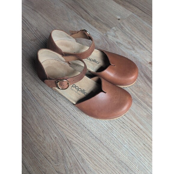 Birkenstock Papillio Mary Ring Buckle Cognac Leather clogs Womens 7-7.5 EU 38 - Picture 1 of 13